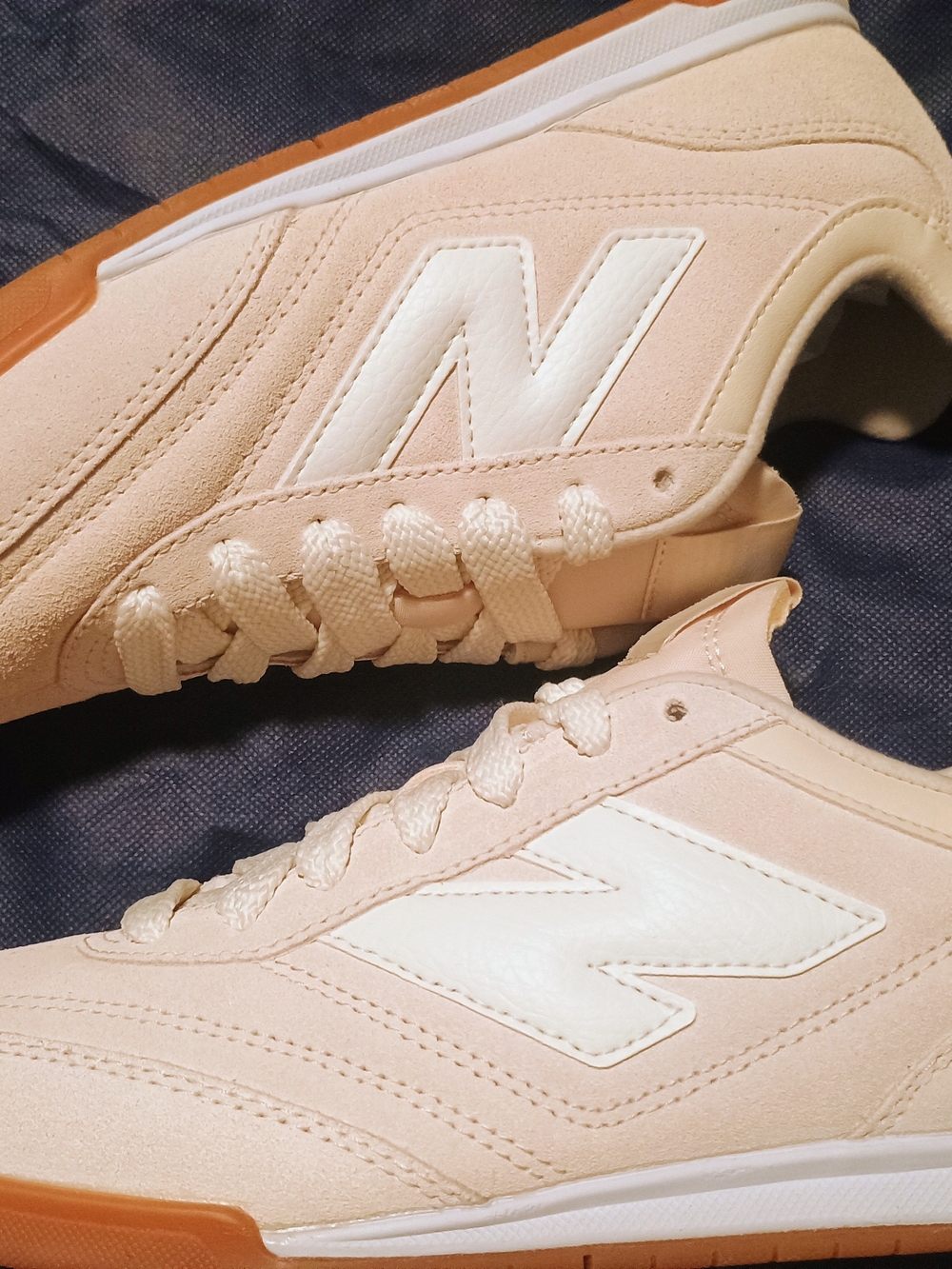 New Balance Cream And White Leather Sneakers